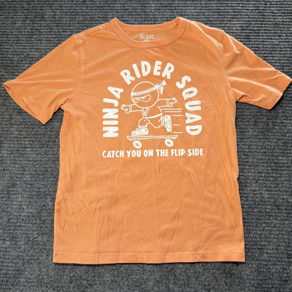 Boys Size 8 365 Kids by Garanimals Orange Ninjas T-Shirt Short Sleeve Tee